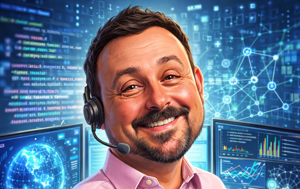 An AI-generated caricature of Danny Wareham