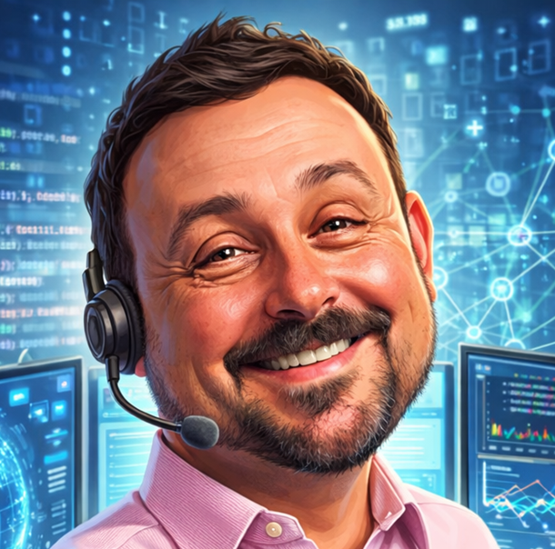 An AI generated caricature from the tool ChatGPT, inaccurately 'guessing' what Danny Wareham does